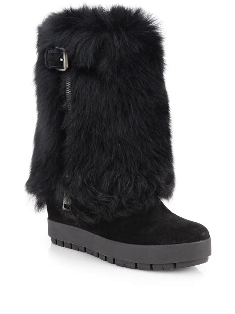 prada shearling fur boots